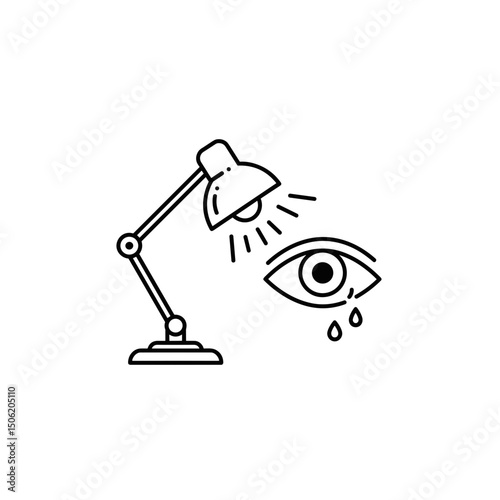 Eye with Tear and Lamp Light Illustration, Light Hypersensitivity, Sensory Sensitivity, Autism Concept, For Neurodiversity, Psychology, Education
