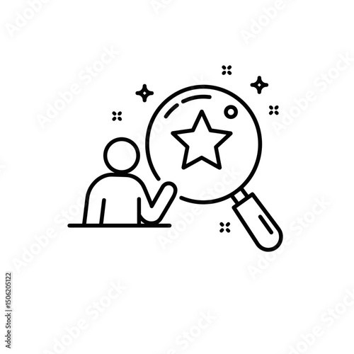 Figure Focusing on Shining Star with Magnifying Glass, Special Interest Autism Concept, For Neurodiversity, Psychology, Education