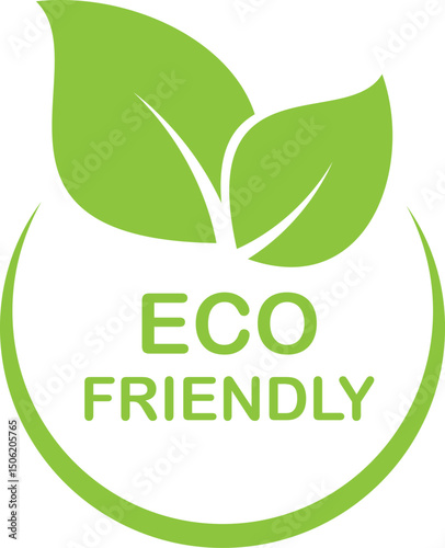 two leaf icons with a half-circle border in green indicating eco friendly
