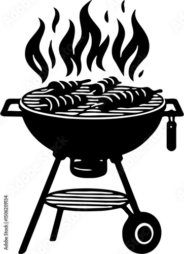 barbecue silhouette vector illustration, isolated on white