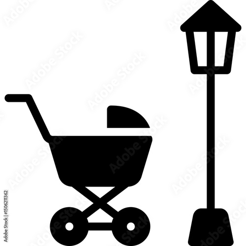 baby stroller icon illustration design with solid