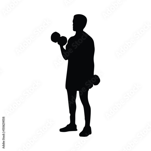 men dumbell workout fitness silhouette