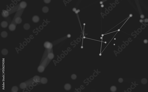 Fototapeta Naklejka Na Ścianę i Meble -  Abstract background. Molecules technology with polygonal shapes, connecting dots and lines. Connection structure. Big data visualization.