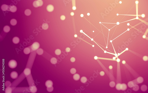 Fototapeta Naklejka Na Ścianę i Meble -  Abstract background. Molecules technology with polygonal shapes, connecting dots and lines. Connection structure. Big data visualization.