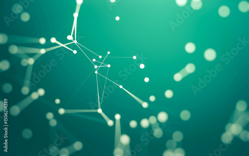 Fototapeta Naklejka Na Ścianę i Meble -  Abstract background. Molecules technology with polygonal shapes, connecting dots and lines. Connection structure. Big data visualization.
