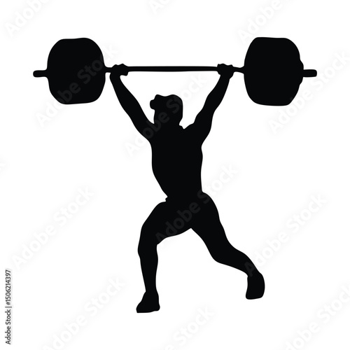 weightlifting sport vector art silhouette