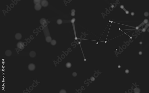 Fototapeta Naklejka Na Ścianę i Meble -  Abstract background. Molecules technology with polygonal shapes, connecting dots and lines. Connection structure. Big data visualization.