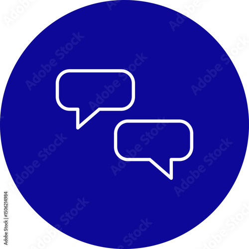 Messages Vector Line Blue Circle Icon Design