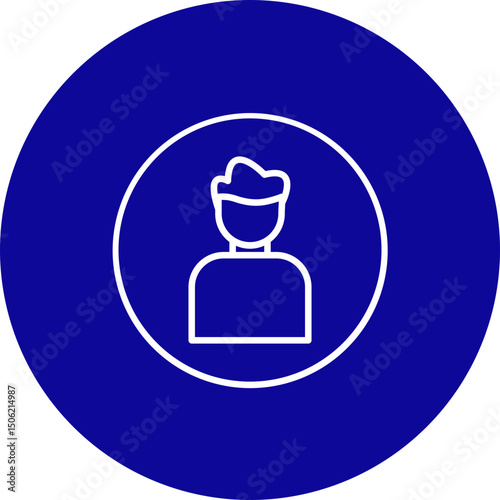 User Vector Line Blue Circle Icon Design