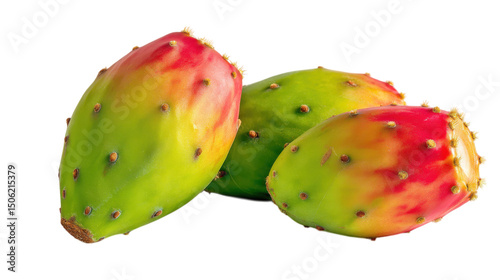 Fotografie Three Prickly Pears Close Up on Transparent Background