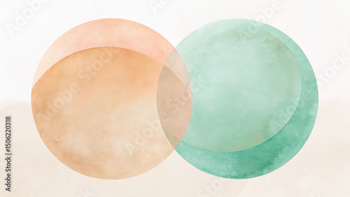 Abstract Art Wallpaper with Overlapping Pastel Circles in Peach and Mint