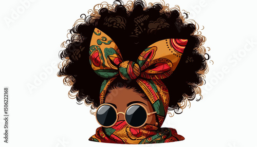  African American lady with a Messy afro hair and glasses 