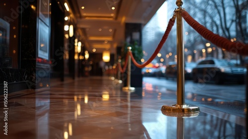 Elegant Hotel Lobby with Ropes and Polished Floor