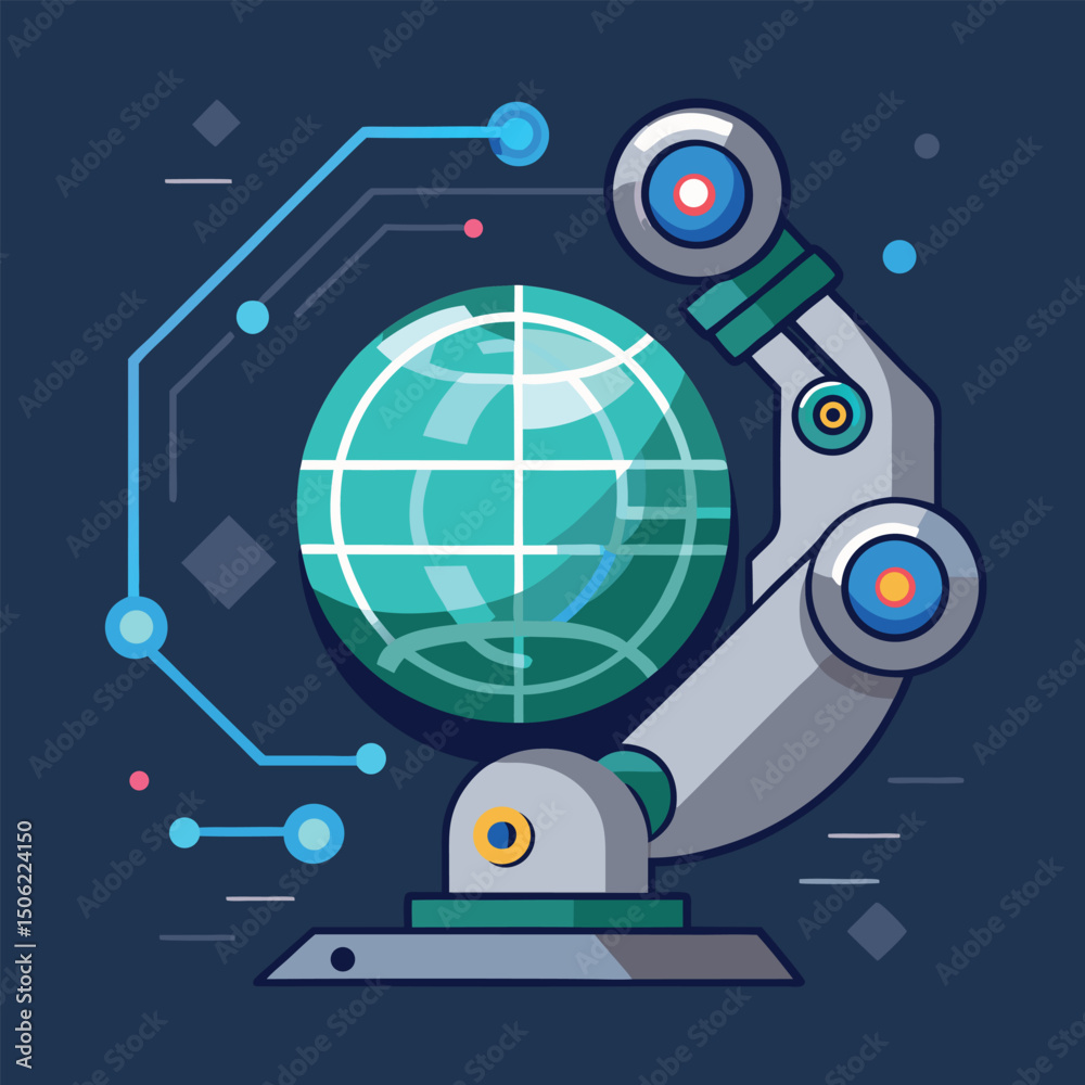 Fototapeta premium AI Robotic Arm Hologram Vector