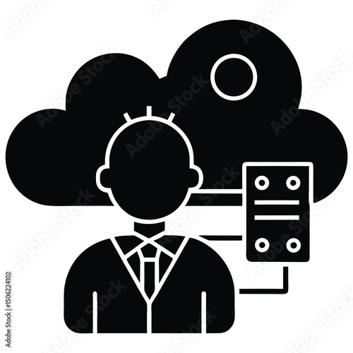 it technician element isolated cloud computing on white background