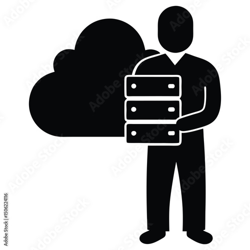 it technician element isolated cloud server on white background