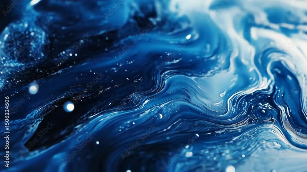 Abstract swirls of deep blue and white paint (1)