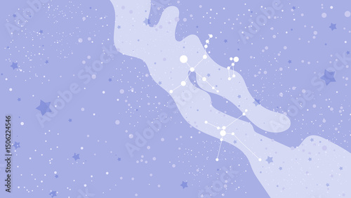 夏の大三角と天の川、シンプルな夏の星座のイラスト背景