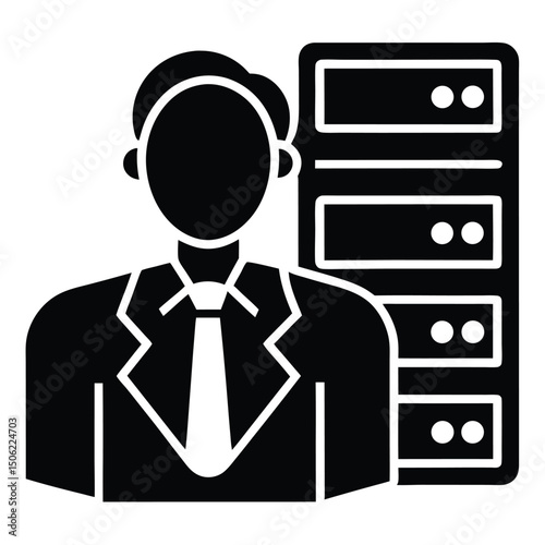 it technician element isolated data center management on white background
