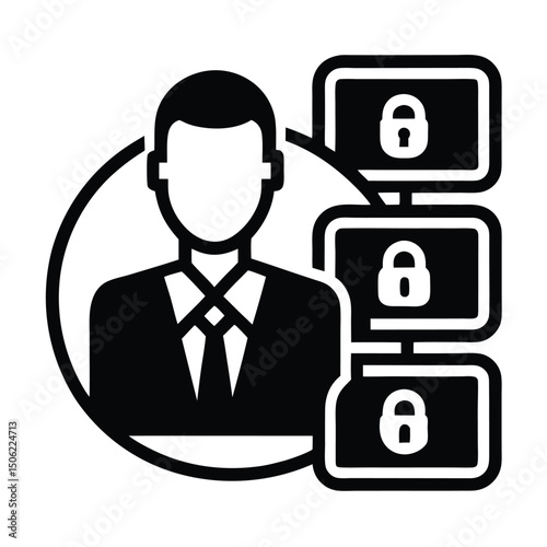 it technician element isolated data encryption on white background
