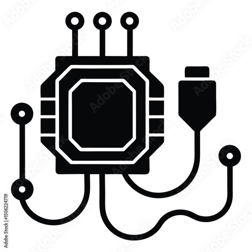 it technician element isolated data cable on white background