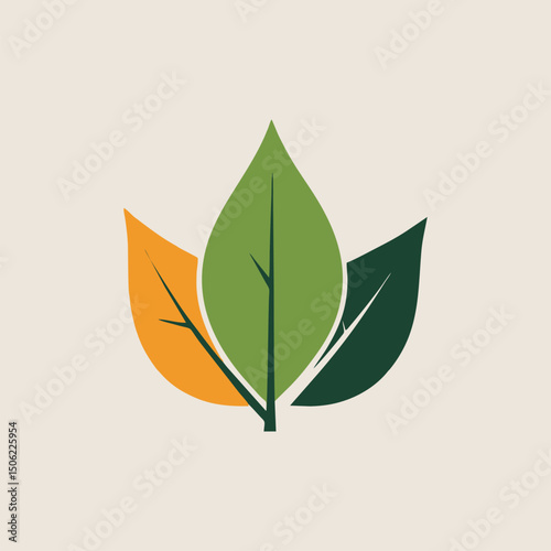 Eco-themed leaf symbol in flat modern design representing freshness and environmental care
