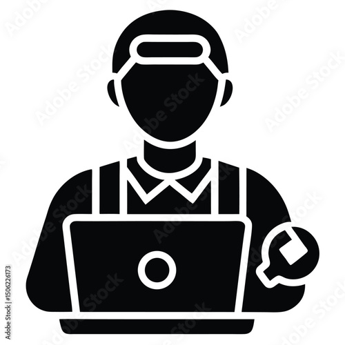 it technician element isolated laptop repair on white background