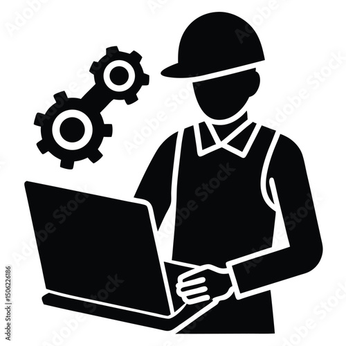 it technician element isolated laptop repair on white background