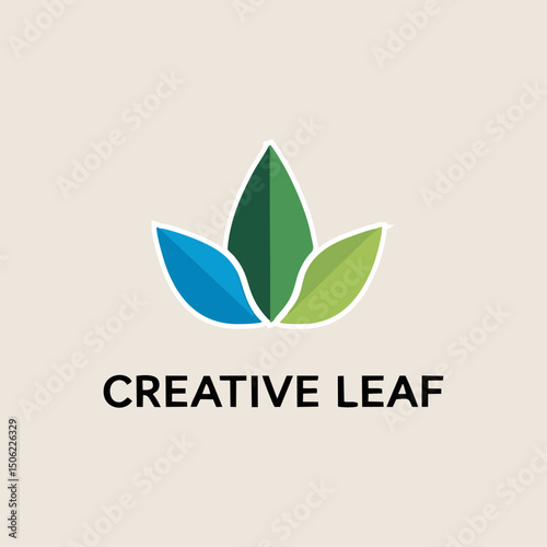 Abstract nature leaf logo concept with elegant curves and environmentally friendly theme
