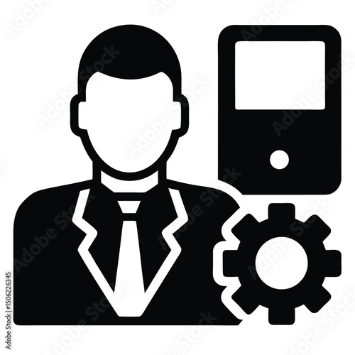 it technician element isolated mobile device setup on white background
