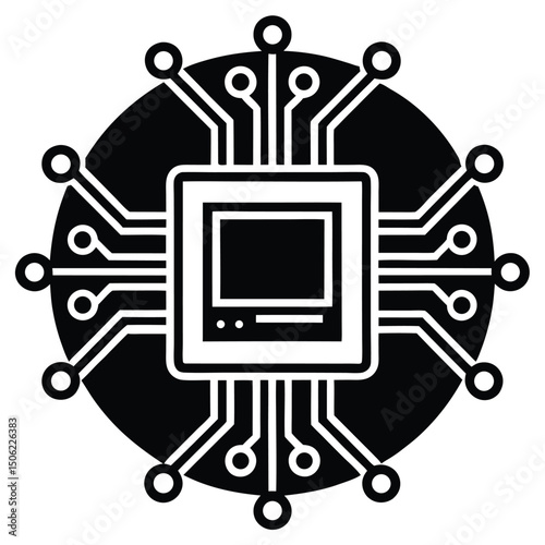 it technician element isolated motherboard on white background