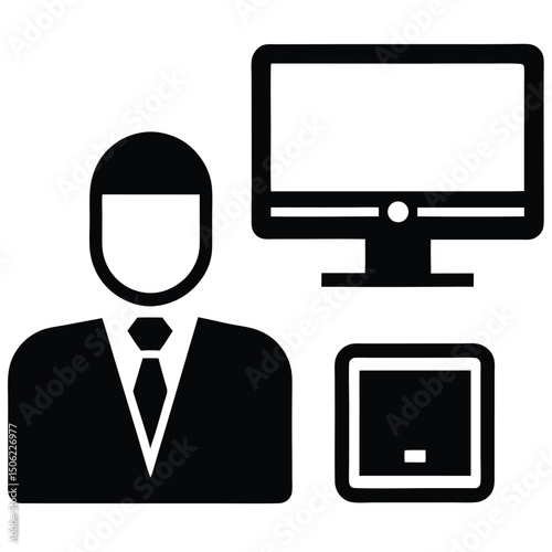 IT Technician element isolated remote desktop connection on white background
