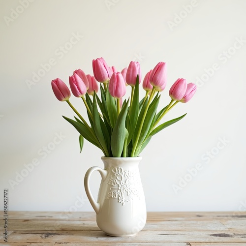 Wallpaper Mural pink tulips in a vase Torontodigital.ca