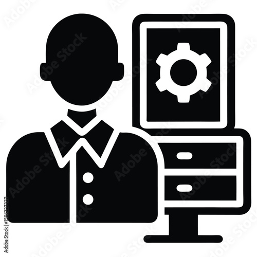 IT Technician element isolated software installation on white background