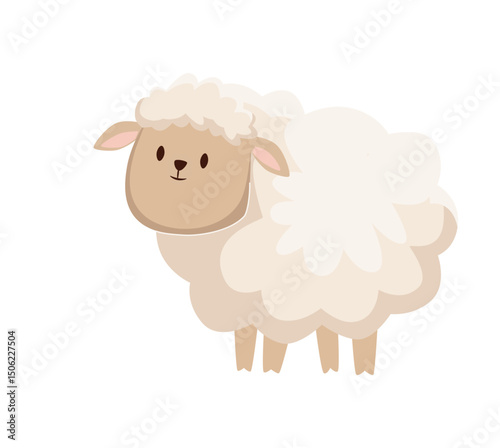 Sheep icon. Female farm animal isolated on white . Wool production. Sheep isolated on white background. Vector flat