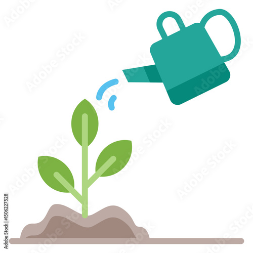 Flat Watering Plants Icon