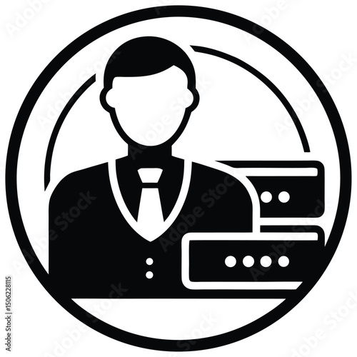 it technician element isolated web hosting on white background