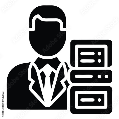 it technician element isolated web hosting on white background