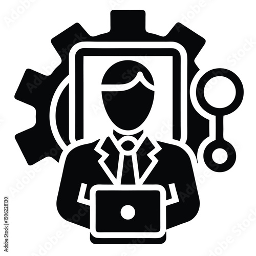 IT Technician element isolated website troubleshooting on white background