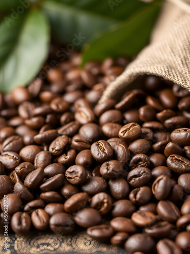 Fresh coffee beans banner Close up shot of coffee beans Food photography background