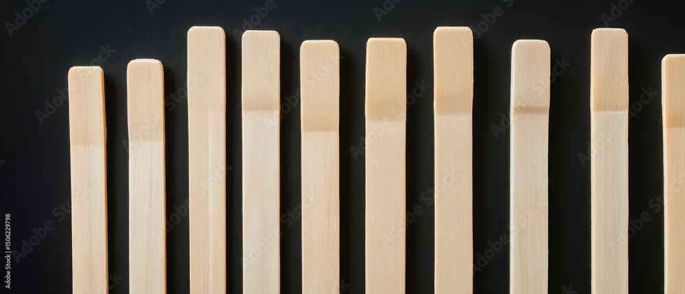 Fototapeta premium Neat wooden sticks on dark surface