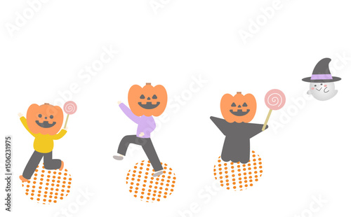 ハロウィンの仮想をした子供たち