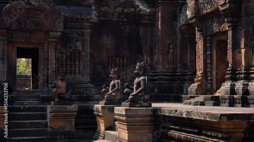 Exploring banteay srei temple carvings in siem reap, cambodia