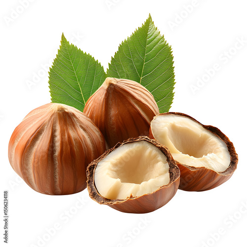 Hazelnuts with leaves, cut out