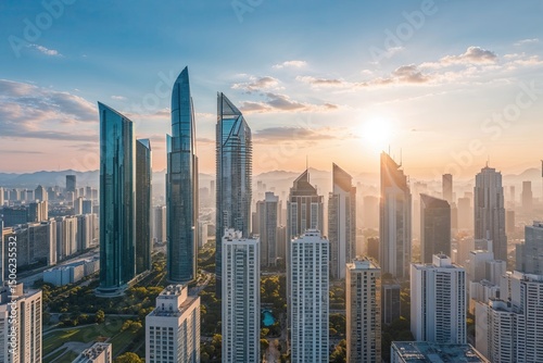 Contemporary High-Rise Structures Redefining City Skylines with Urban Design and Stunning Sunlit Views