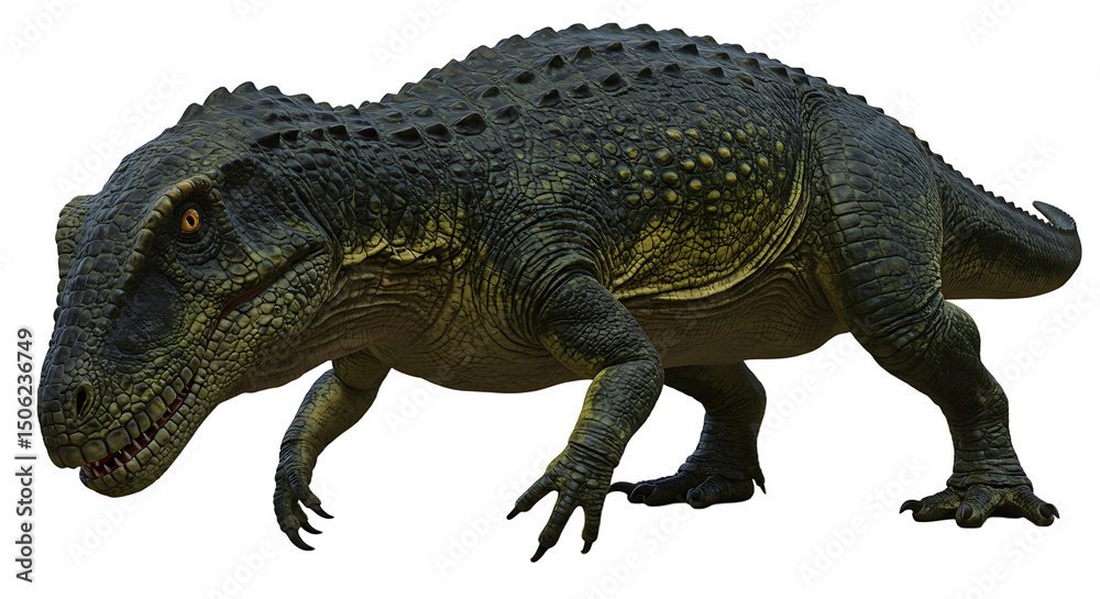 Fototapeta premium Detailed 3D Model of a Prehistoric Green Dinosaur