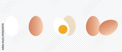set of egg icon, isolated on PNG background.