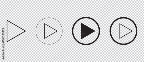 set of play button icon, isolated on PNG background.