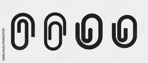 set of paper clip icon, paperclip isolated on white background.