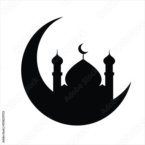 Eid Logo Vector Graphics Moon with Mosque
